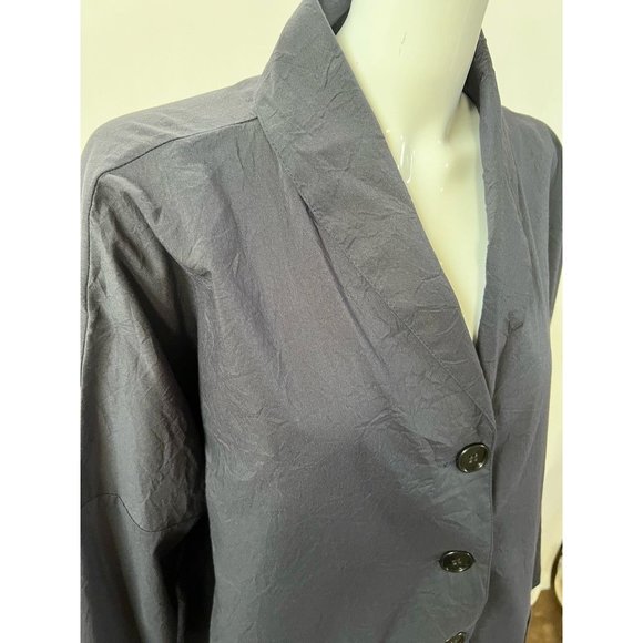 Blanque Womens Jacket Blue Buttons Up Tunic Long Sleeve Cotton Blend Plus 1X - Picture 9 of 12